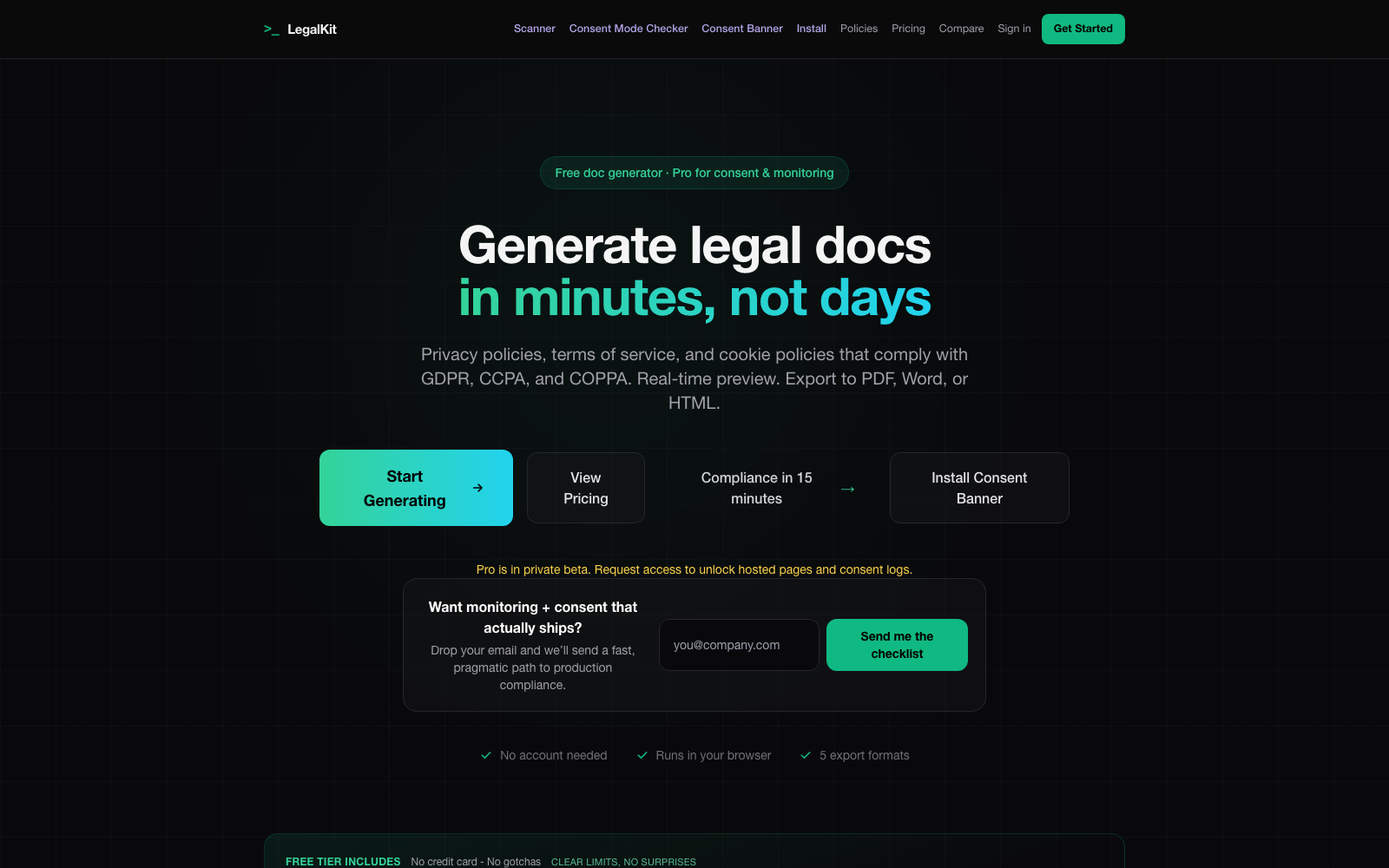 LegalKit homepage screenshot